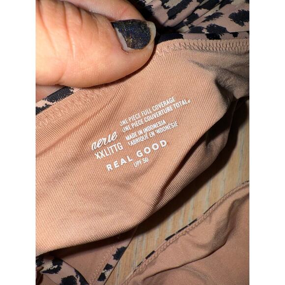 Aerie Leopard Full Coverage One Piece Swimsuit raw sienna size XXL - Picture 9 of 9